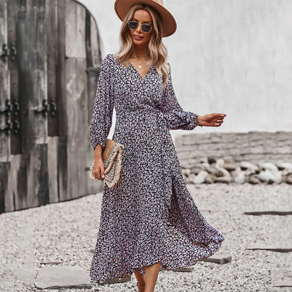 Floral Dress with Wrapped Chest and Strappy Skirt